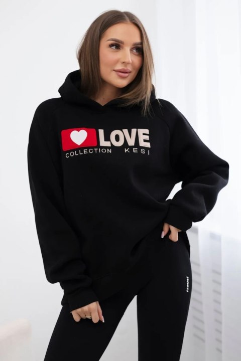 Bluza bawełniana ocieplana z kapturem Love czarna Bluza bawełniana ocieplana z kapturem Love czarna