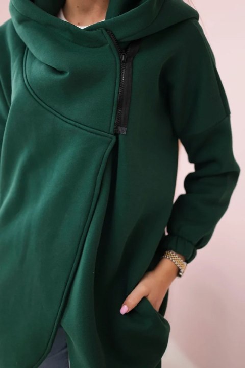 Bluza z krótkim suwakiem ciemno zielona Bluza z krótkim suwakiem ciemno zielona