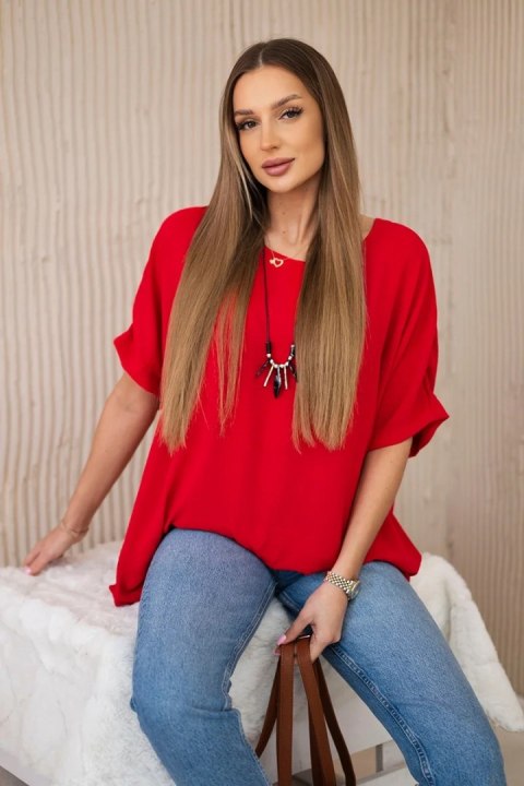 Bluzka oversize z wisiorkiem czerwona Bluzka oversize z wisiorkiem czerwona