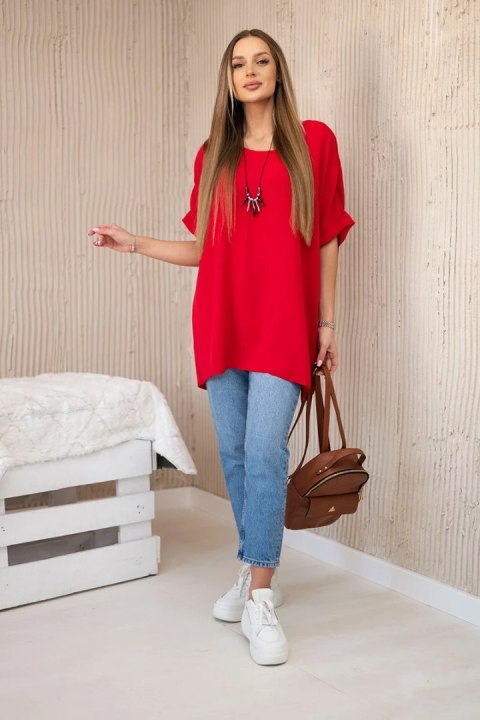 Bluzka oversize z wisiorkiem czerwona Bluzka oversize z wisiorkiem czerwona