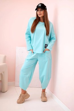 Komplet new punto bluza + spodnie miętowy