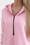 Bluza ocieplana z rozcięciami na bokach jasno różowa