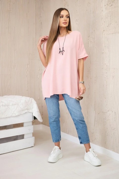 Bluzka oversize z wisiorkiem pudrowy róż Bluzka oversize z wisiorkiem pudrowy róż