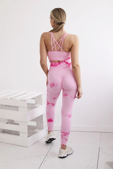 Komplet fitness top + legginsy push up różowy + fuksja Komplet fitness top + legginsy push up różowy + fuksja