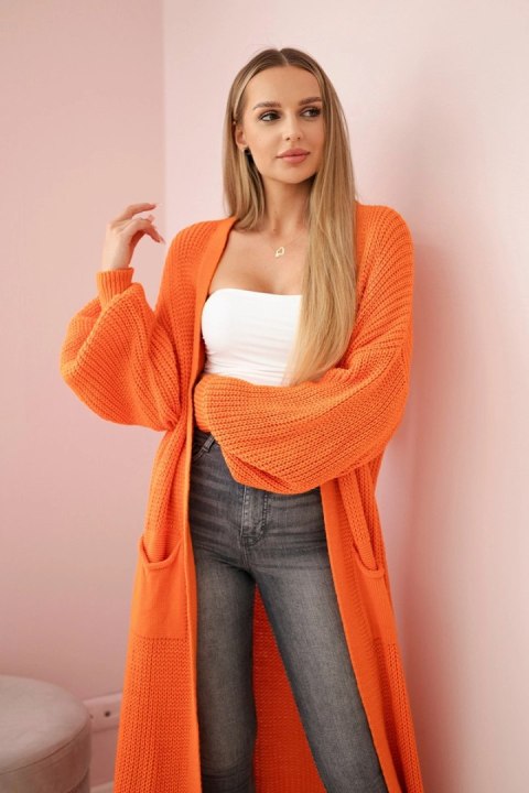 Sweter długi kardigan pomarańczowy Sweter długi kardigan pomarańczowy