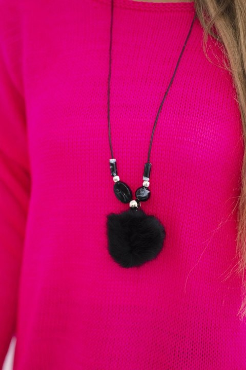 Sweter z naszyjnikiem różowy neon Sweter z naszyjnikiem różowy neon