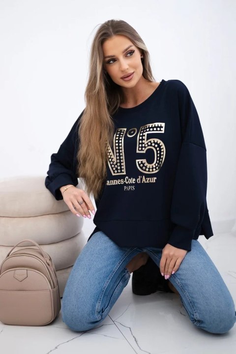 Bluza z nadrukiem masełko granatowa Bluza z nadrukiem masełko granatowa