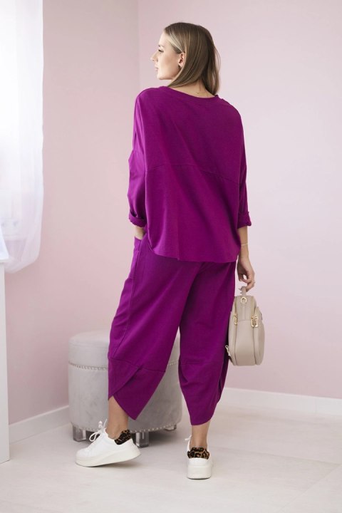 Komplet bawełniany bluza + spodnie śliwkowy Komplet bawełniany bluza + spodnie śliwkowy