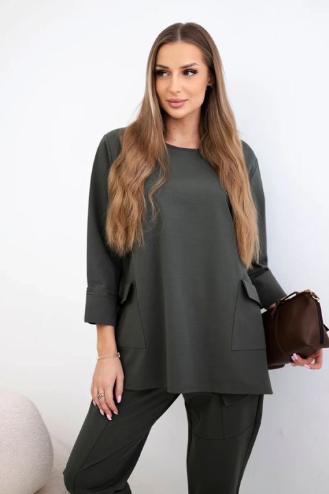 Komplet punto bluza + spodnie khaki Komplet punto bluza + spodnie khaki