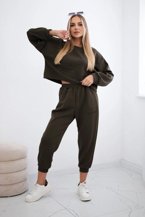 Komplet z wiskozy Amour bluza + spodnie khaki Komplet z wiskozy Amour bluza + spodnie khaki