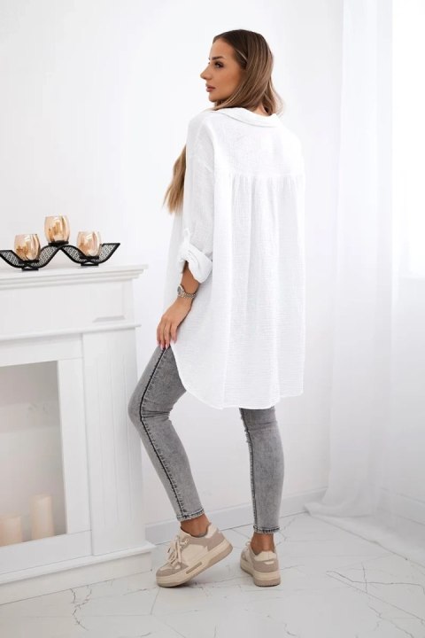 Koszula bawełniana muślinowa Plus Size biała Koszula bawełniana muślinowa Plus Size biała
