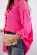 Koszula bawełniana muślinowa Plus Size różowa