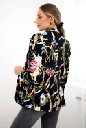 Marynarka bawełniana z kolorowym nadrukiem czarny+camel