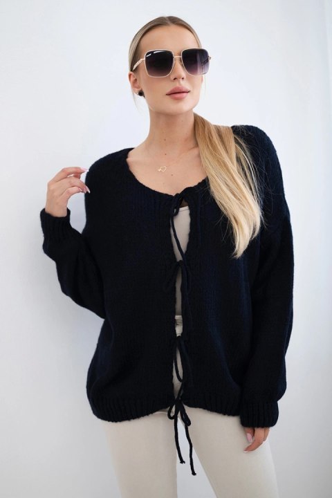 Sweter z wiązaniem z przodu granatowy Sweter z wiązaniem z przodu granatowy