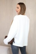 Bluza masełko z ozdobnym kwiatem ecru