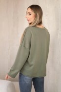 Bluza masełko z ozdobnym kwiatem khaki