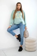 Bluza z nadrukiem masełko ciemno miętowa