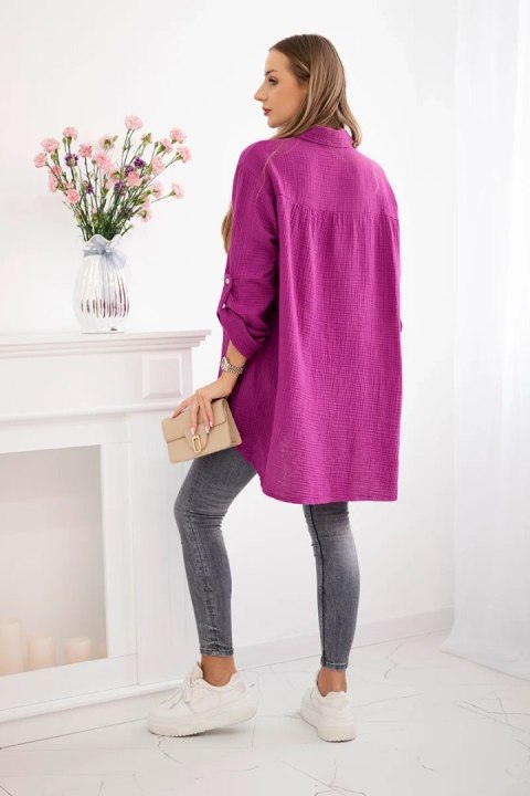Koszula bawełniana muślinowa Plus Size ciemny fioletowy Koszula bawełniana muślinowa Plus Size ciemny fioletowy