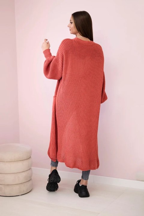 Sweter długi kardigan ciemny różowy Sweter długi kardigan ciemny różowy