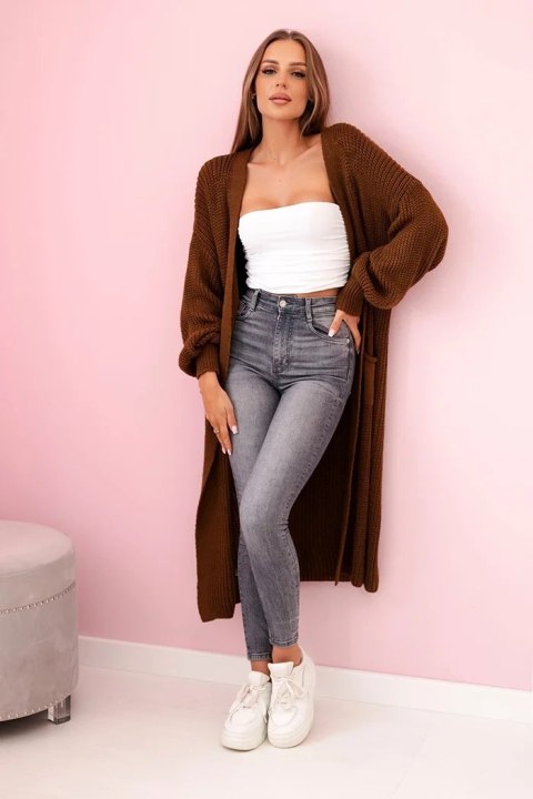 Sweter długi kardigan ciemny camelowy Sweter długi kardigan ciemny camelowy
