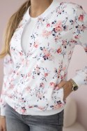 Bluza damska w kwiaty na zamek biała