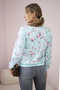Bluza damska w kwiaty na zamek jasno miętowa