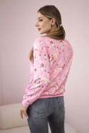 Bluza damska w kwiaty na zamek różowa