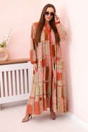 Sukienka damska bawełniana z guzikami w stylu boho ruda