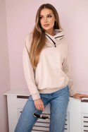 Bluza damska z zamkiem na kapturze beżowa