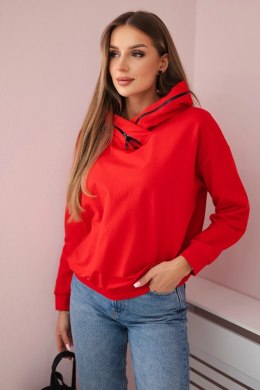 Bluza damska z zamkiem na kapturze czerwona