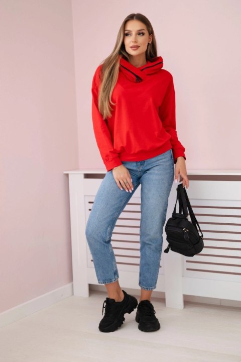 Bluza damska z zamkiem na kapturze czerwona Bluza damska z zamkiem na kapturze czerwona