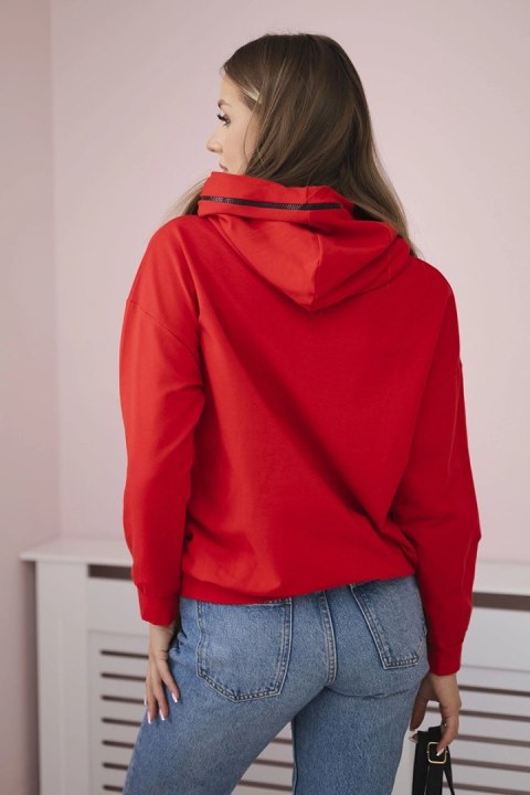 Bluza damska z zamkiem na kapturze czerwona Bluza damska z zamkiem na kapturze czerwona
