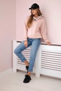 Bluza damska z zamkiem na kapturze pudrowy róż