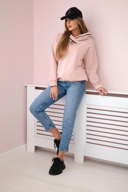 Bluza damska z zamkiem na kapturze pudrowy róż