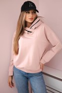 Bluza damska z zamkiem na kapturze pudrowy róż