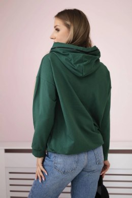 Bluza damska z zamkiem na kapturze zielona
