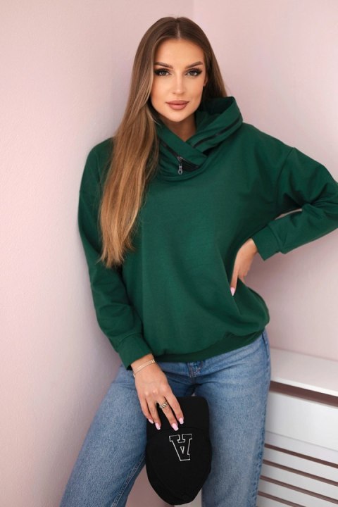 Bluza damska z zamkiem na kapturze zielona Bluza damska z zamkiem na kapturze zielona
