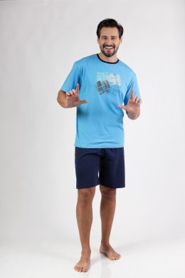 PIŻAMA MĘSKA 474 KR XL turkusowy
