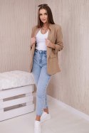 Marynarka z klapami elegancka camelowa