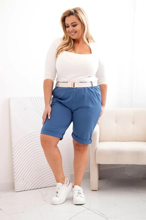 Spodenki damskie bawełniane Plus Size z paskiem jeansowe Spodenki damskie bawełniane Plus Size z paskiem jeansowe