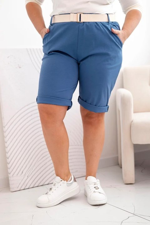 Spodenki damskie bawełniane Plus Size z paskiem jeansowe Spodenki damskie bawełniane Plus Size z paskiem jeansowe