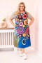 Sukienka damska Plus Size z wiskozy z kolorowym nadrukiem khaki