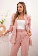 Komplet elegancki marynarki ze spodniami pudrowy róż