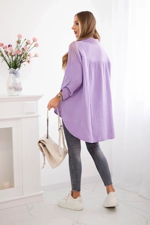 Koszula bawełniana muślinowa Plus Size fioletowa Koszula bawełniana muślinowa Plus Size fioletowa