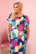 Sukienka damska Plus Size wiskozowa z kwiatowym wzorem fuksja