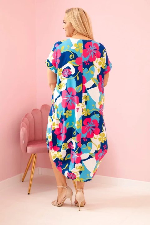 Sukienka damska Plus Size wiskozowa z kwiatowym wzorem fuksja Sukienka damska Plus Size wiskozowa z kwiatowym wzorem fuksja