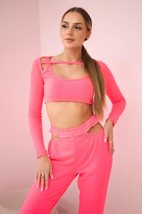 Komplet z bluzką top różowy neon Komplet z bluzką top różowy neon