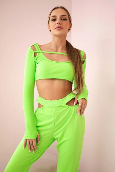 Komplet z bluzką top zielony neon Komplet z bluzką top zielony neon