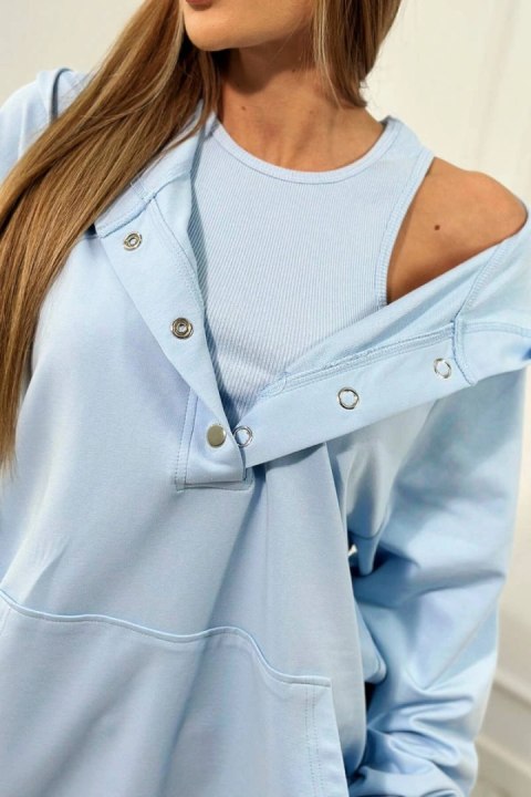 Komplet 3 w 1 bluza, top i krótkie legginsy błękitny Komplet 3 w 1 bluza, top i krótkie legginsy błękitny