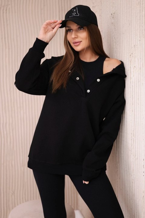 Komplet 3 w 1 bluza, top i legginsy czarny Komplet 3 w 1 bluza, top i legginsy czarny
